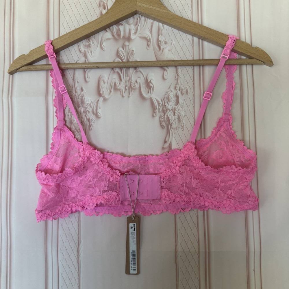 SKIMS Stretch Lace Intimates Skimpy Scoop Bralette Size Large Pink NWT - Picture 4 of 8